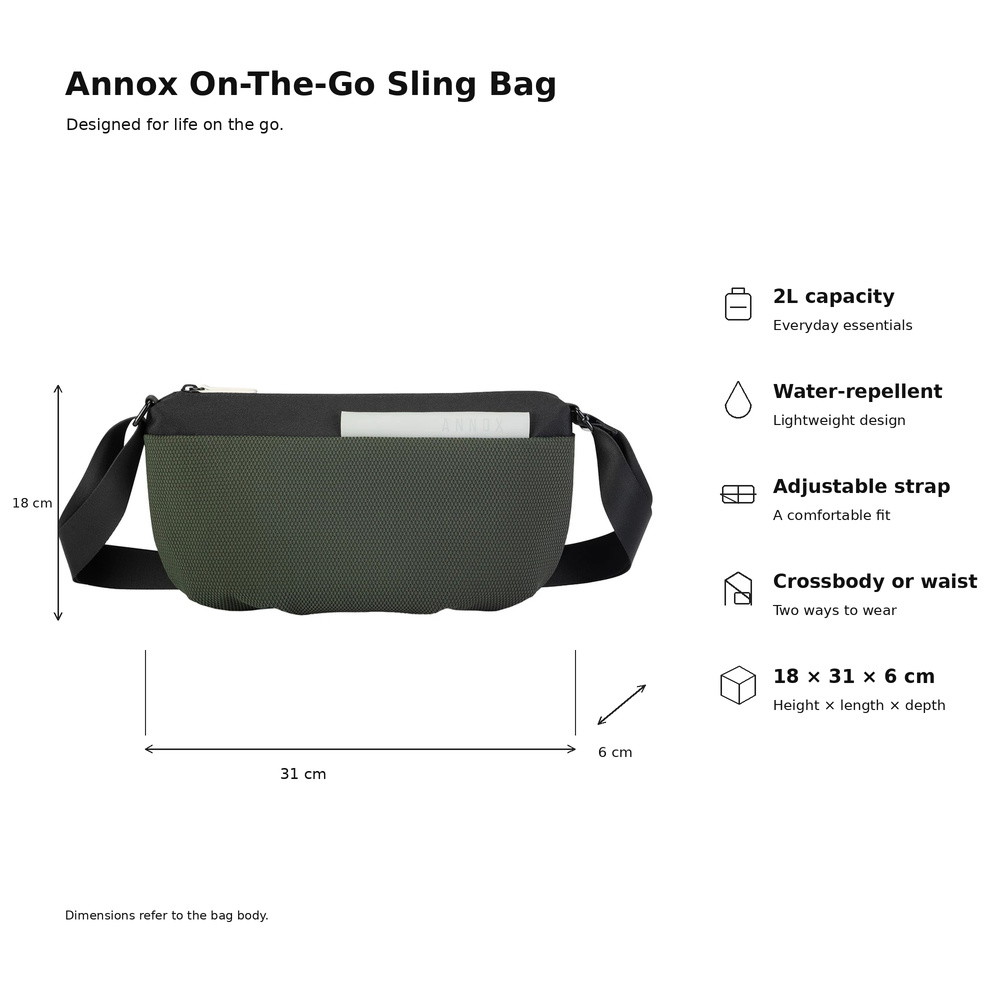 Annox On-The-Go Sling Bag – Waterafstotende tas voor Skate & Step