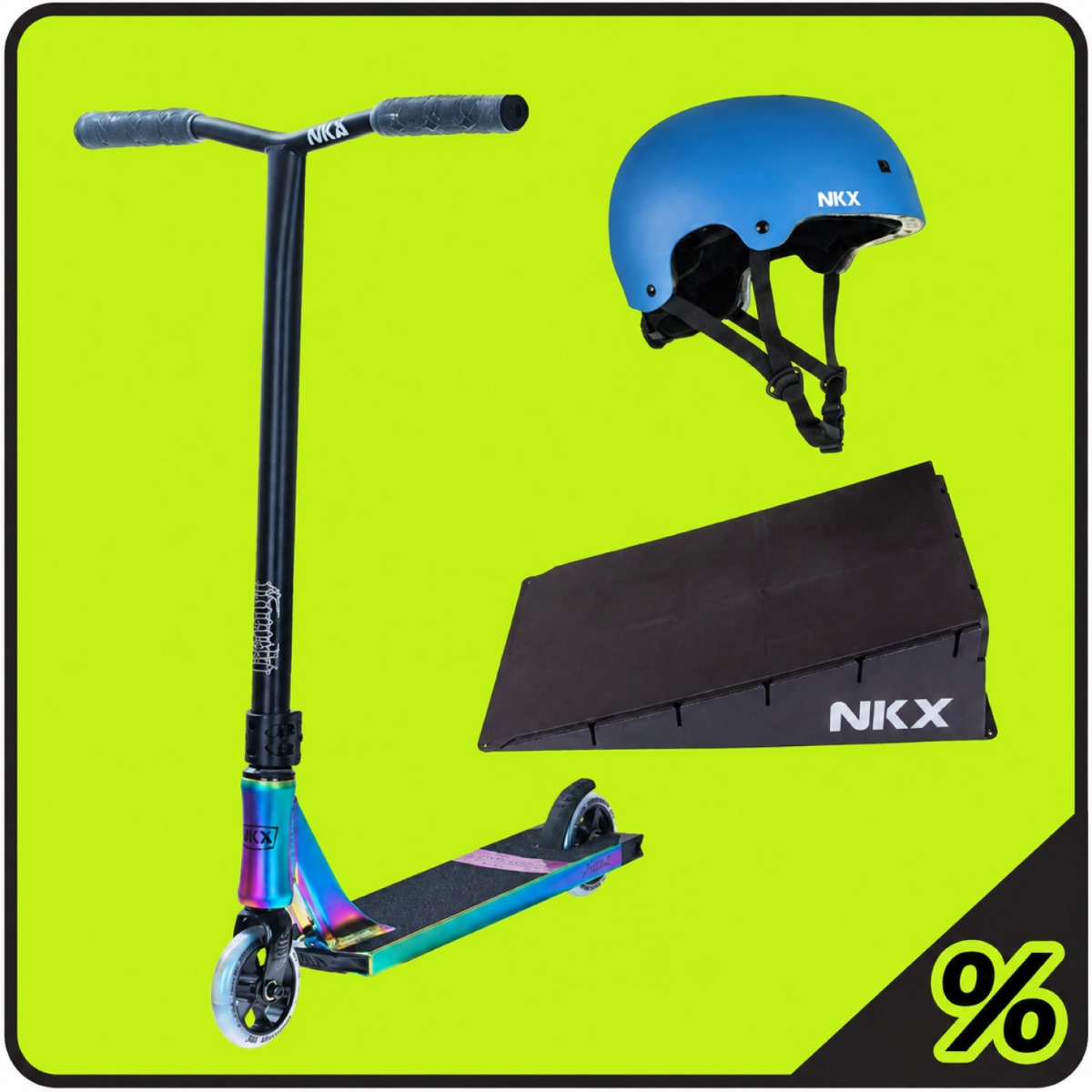 10% Extra Korting – Stuntstep, Ramp & Helm Pakket – Beginner 5–10 jaar