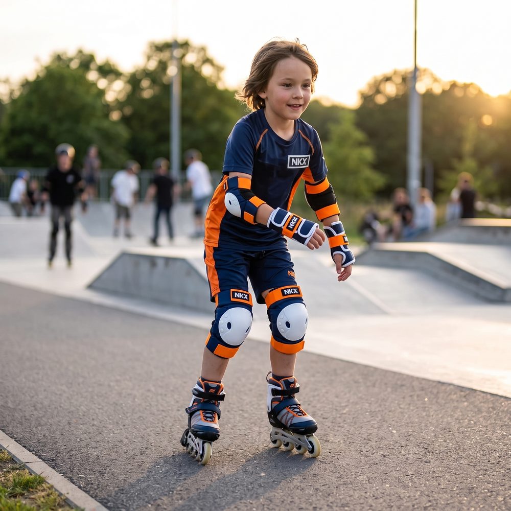 NKX 3-Delig Pro Kinderen Beschermingsset - Kniebeschermers, Elleboogbeschermers en Polsbeschermers