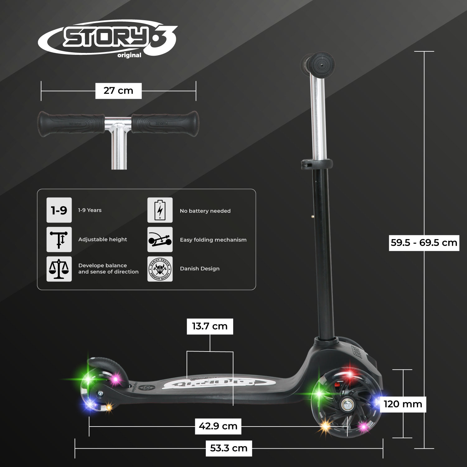 Story MoveLite 3-Wiel Kinderstep met LED-Lichtjes