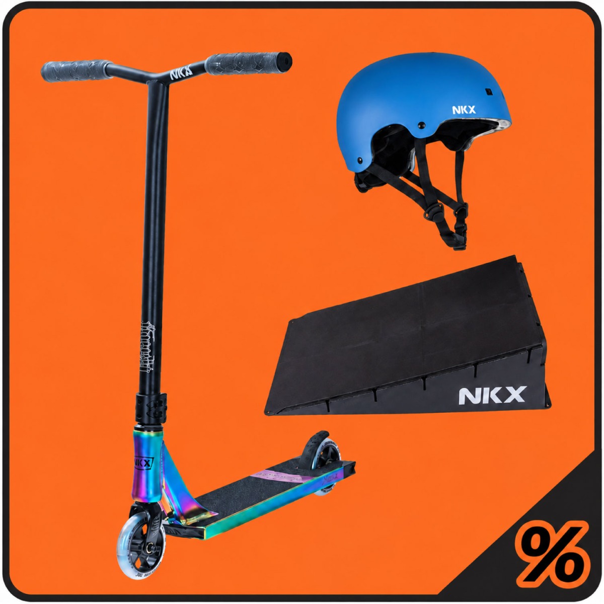 10% Extra Korting – Stuntstep, Ramp & Helm Pakket – Beginner 5–10 jaar